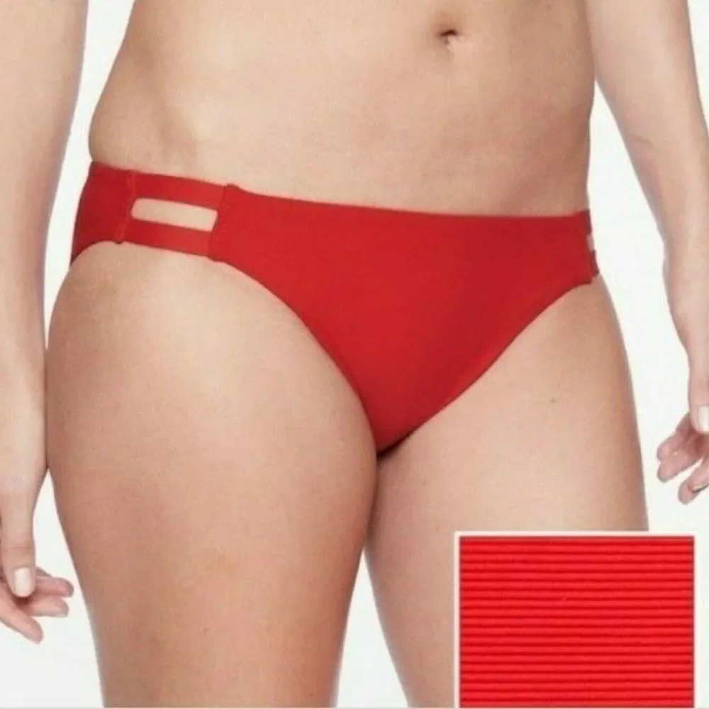 Athleta CloudBreak Rib Bottoms‎ Red Mid Rise Womens Size L NEW $49